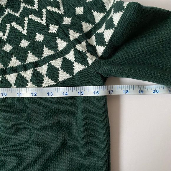 Duluth Trading Sweater Womens XS Forest Green White Fair Isle Cotton Nylon Wool - Picture 7 of 9